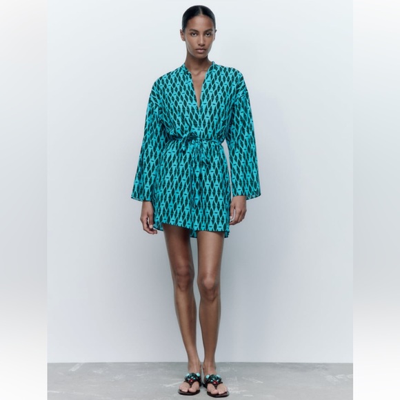 ZARA PRINTED SHORT DRESS SIZE XS NWT - Picture 4 of 7